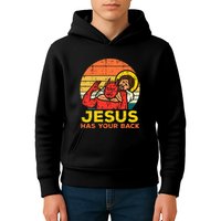 Jesus Has Your Back Jiu Jitsu Retro Christian Kids Hoodie