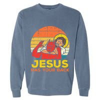 Jesus Has Your Back Jiu Jitsu Retro Christian Garment-Dyed Sweatshirt