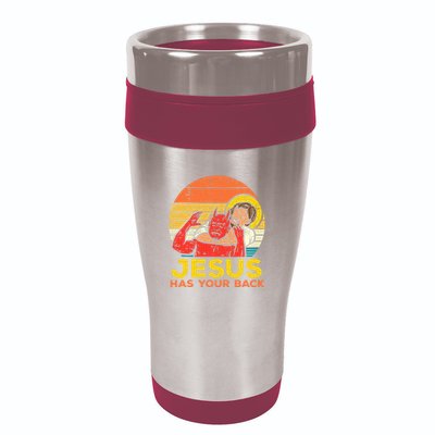 Jesus Has Your Back Jiu Jitsu Retro Christian 16oz Travel Tumbler
