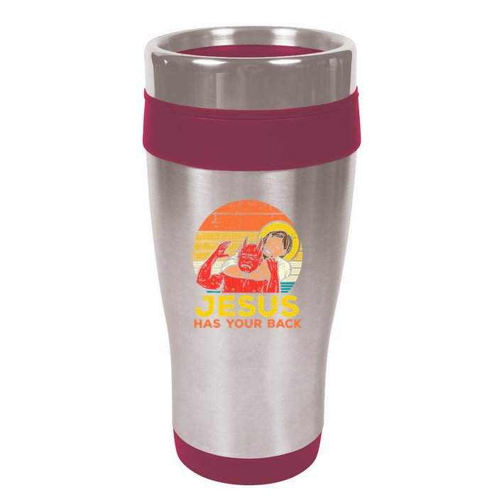 Jesus Has Your Back Jiu Jitsu Retro Christian 16oz Travel Tumbler