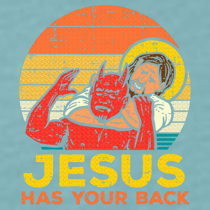 Jesus Has Your Back Jiu Jitsu Retro Christian Sueded Cloud Jersey T-Shirt