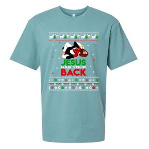 Jesus Has Your Back Ugly Christmas Sweater Christmas Cute Gift Sueded Cloud Jersey T-Shirt