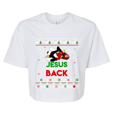 Jesus Has Your Back Ugly Christmas Sweater Christmas Cute Gift Bella+Canvas Jersey Crop Tee