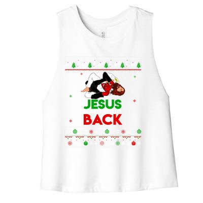 Jesus Has Your Back Ugly Christmas Sweater Christmas Cute Gift Women's Racerback Cropped Tank