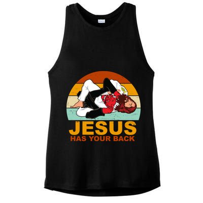 Jesus Has Your Back Fighting Devil Ladies PosiCharge Tri-Blend Wicking Tank