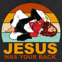 Jesus Has Your Back Fighting Devil 7 Panel Mesh Trucker Snapback Hat