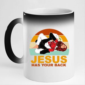 Jesus Has Your Back Fighting Devil 11oz Black Color Changing Mug