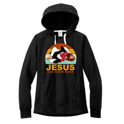 Jesus Has Your Back Fighting Devil Women's Fleece Hoodie