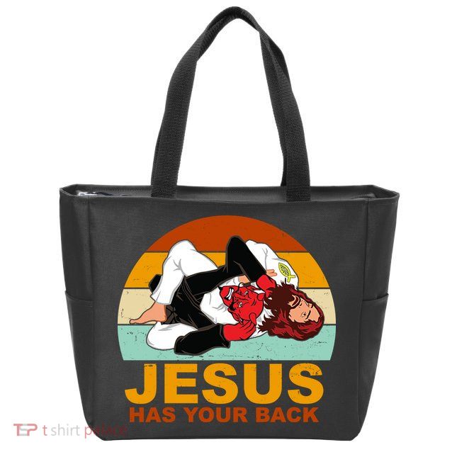 Jesus Has Your Back Fighting Devil Zip Tote Bag