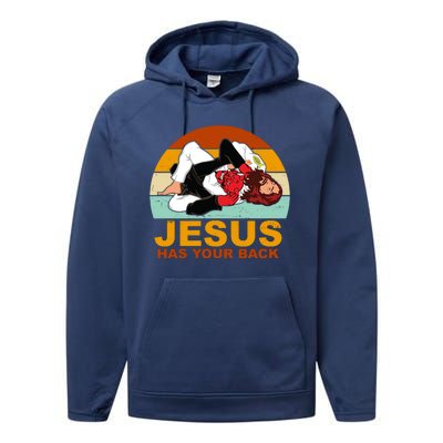 Jesus Has Your Back Fighting Devil Performance Fleece Hoodie