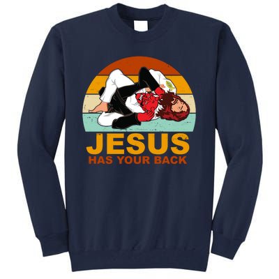 Jesus Has Your Back Fighting Devil Tall Sweatshirt