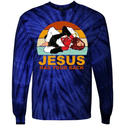 Jesus Has Your Back Fighting Devil Tie-Dye Long Sleeve Shirt