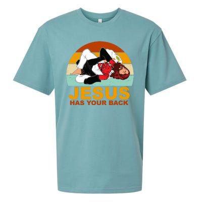 Jesus Has Your Back Fighting Devil Sueded Cloud Jersey T-Shirt