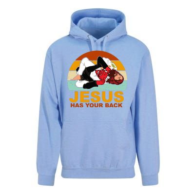 Jesus Has Your Back Fighting Devil Unisex Surf Hoodie