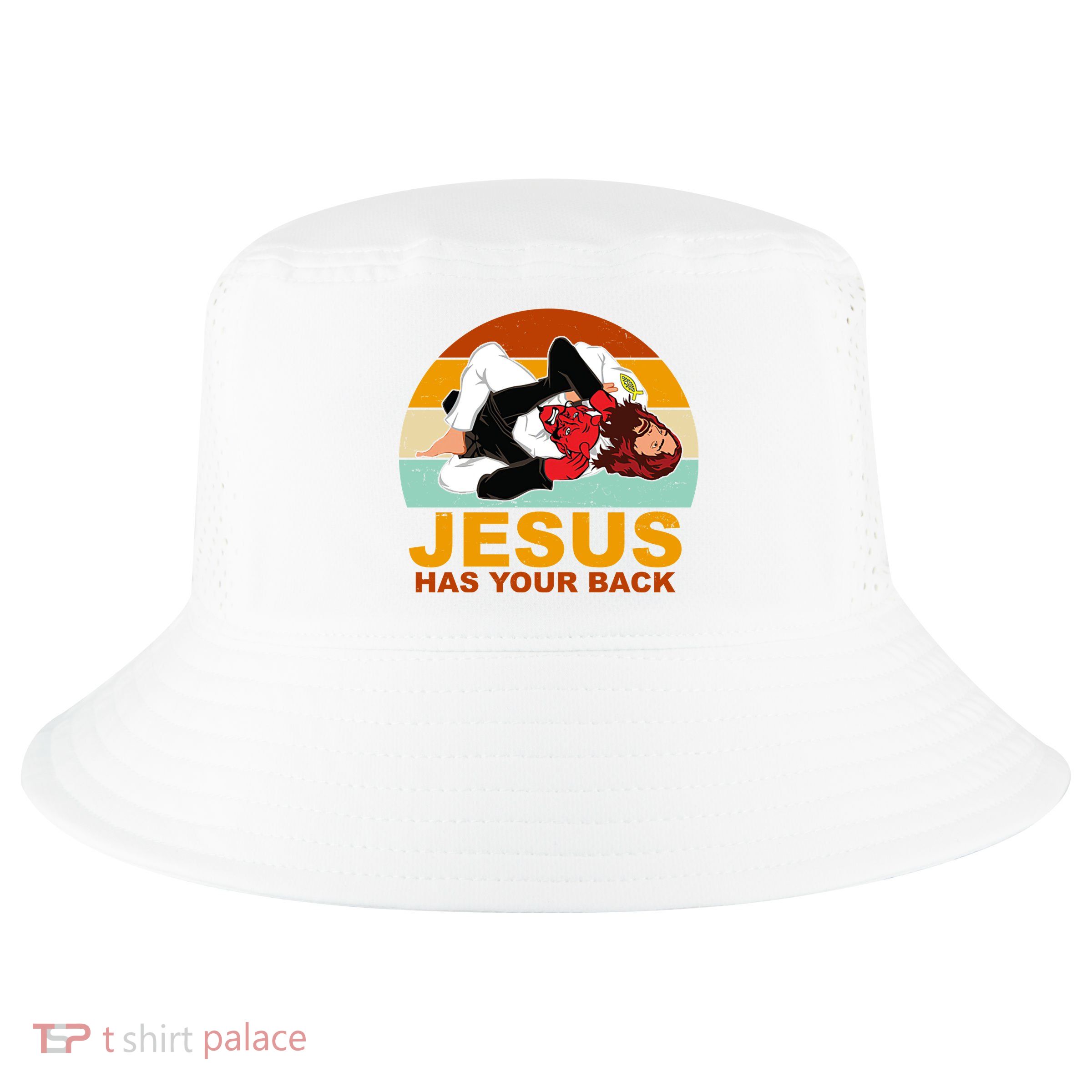 Jesus Has Your Back Fighting Devil Cool Comfort Performance Bucket Hat