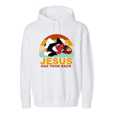 Jesus Has Your Back Fighting Devil Garment-Dyed Fleece Hoodie