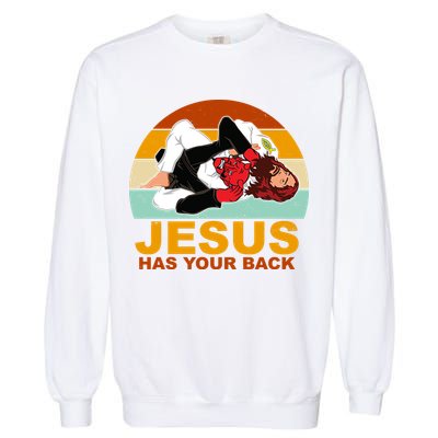 Jesus Has Your Back Fighting Devil Garment-Dyed Sweatshirt
