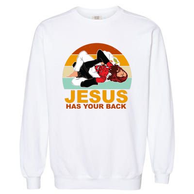 Jesus Has Your Back Fighting Devil Garment-Dyed Sweatshirt