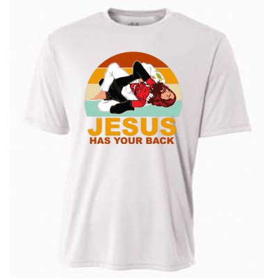 Jesus Has Your Back Fighting Devil Cooling Performance Crew T-Shirt