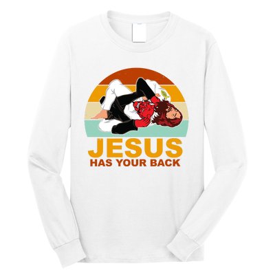 Jesus Has Your Back Fighting Devil Long Sleeve Shirt