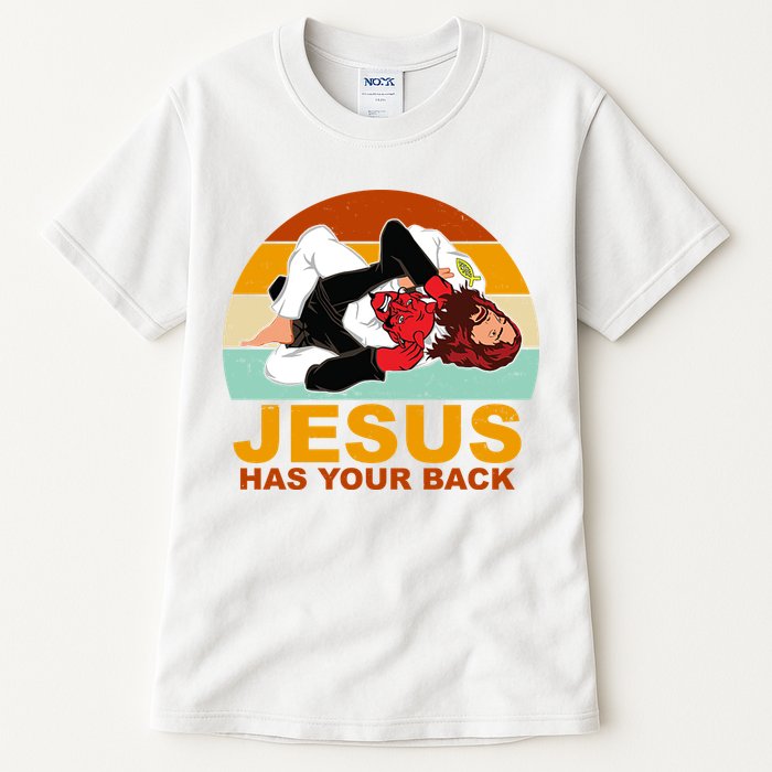 Jesus Has Your Back Fighting Devil Tall T-Shirt