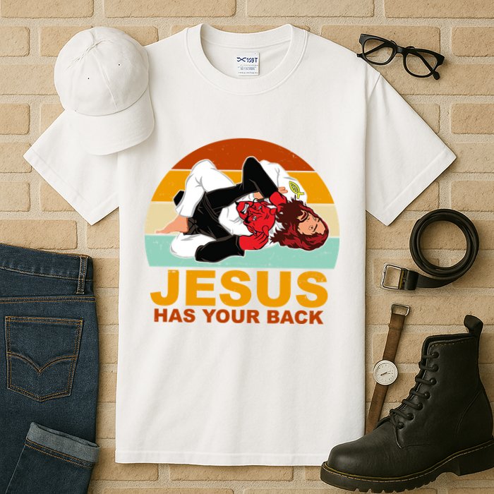 Jesus Has Your Back Fighting Devil Tall T-Shirt