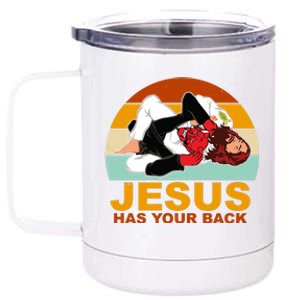 Jesus Has Your Back Fighting Devil 12 oz Stainless Steel Tumbler Cup