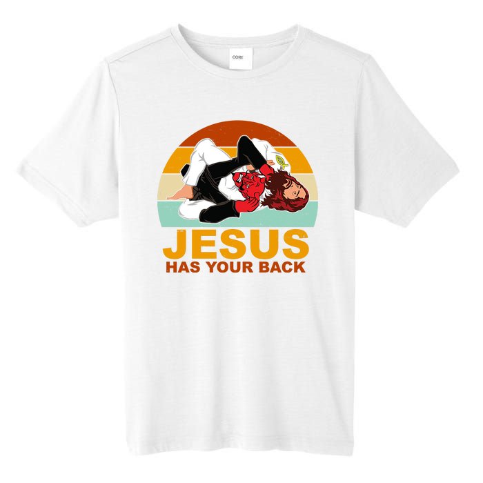 Jesus Has Your Back Fighting Devil Tall Fusion ChromaSoft Performance T-Shirt