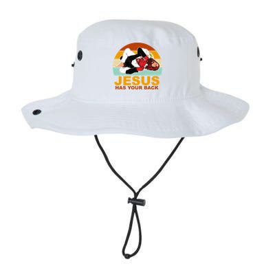 Jesus Has Your Back Fighting Devil Bucket Hat