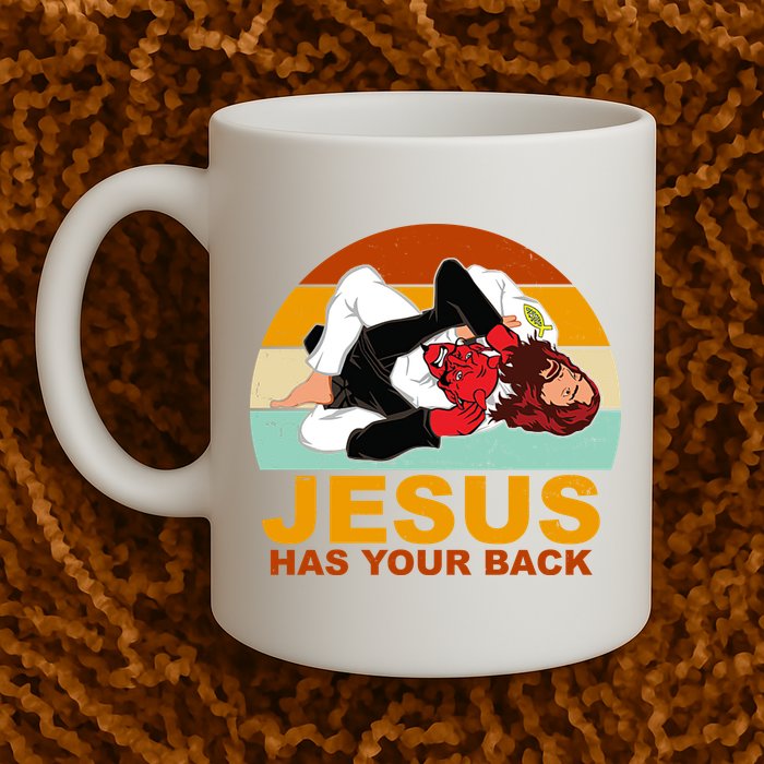 Jesus Has Your Back Fighting Devil Mug