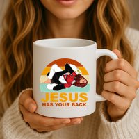 Jesus Has Your Back Fighting Devil Mug