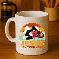 Jesus Has Your Back Fighting Devil Mug