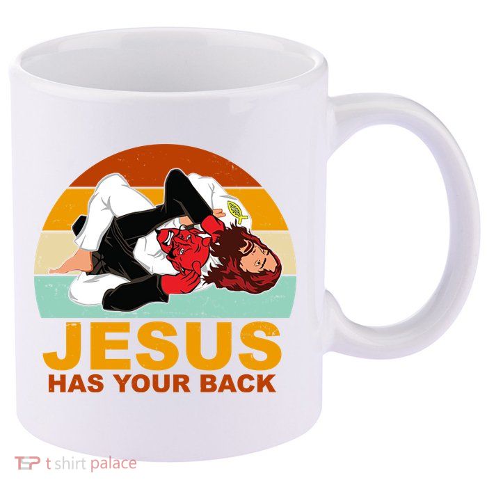Jesus Has Your Back Fighting Devil 11oz C Handle Ceramic Mug