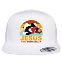 Jesus Has Your Back Fighting Devil Flat Bill Trucker Hat