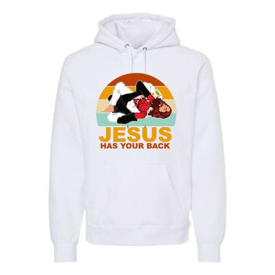 Jesus Has Your Back Fighting Devil Premium Hoodie