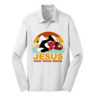 Jesus Has Your Back Fighting Devil Silk Touch Performance Long Sleeve Polo