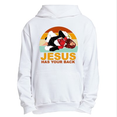 Jesus Has Your Back Fighting Devil Urban Pullover Hoodie