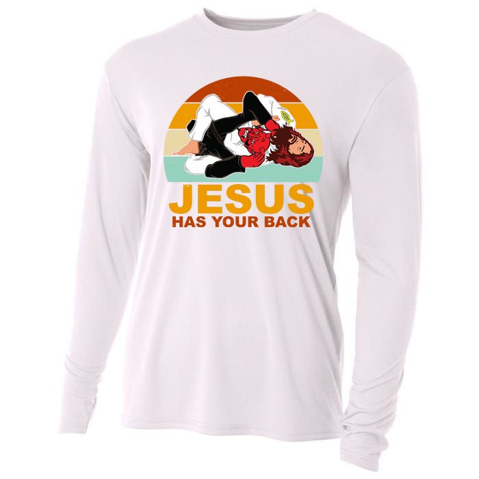 Jesus Has Your Back Fighting Devil Cooling Performance Long Sleeve Crew