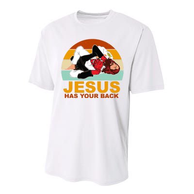 Jesus Has Your Back Fighting Devil Performance Sprint T-Shirt