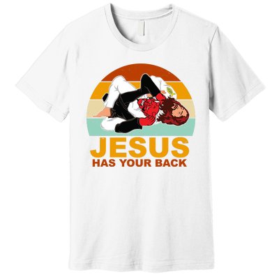 Jesus Has Your Back Fighting Devil Premium T-Shirt