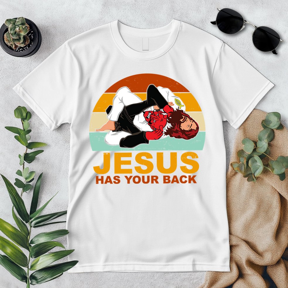 Jesus Has Your Back Fighting Devil Premium T-Shirt