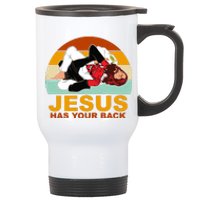 Jesus Has Your Back Fighting Devil Stainless Steel Travel Mug