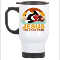 Jesus Has Your Back Fighting Devil Stainless Steel Travel Mug