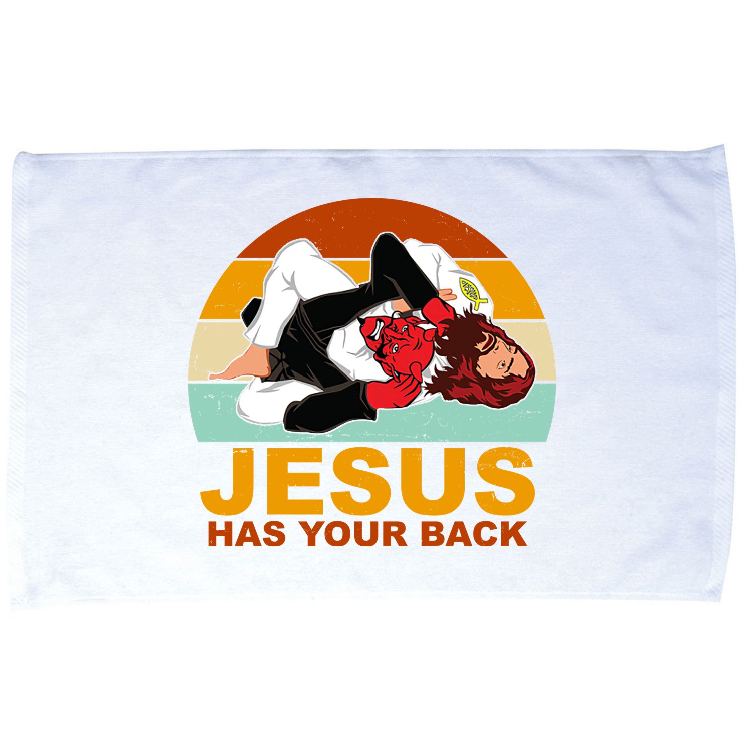 Jesus Has Your Back Fighting Devil Microfiber Hand Towel