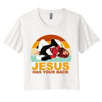 Jesus Has Your Back Fighting Devil Women's Crop Top Tee
