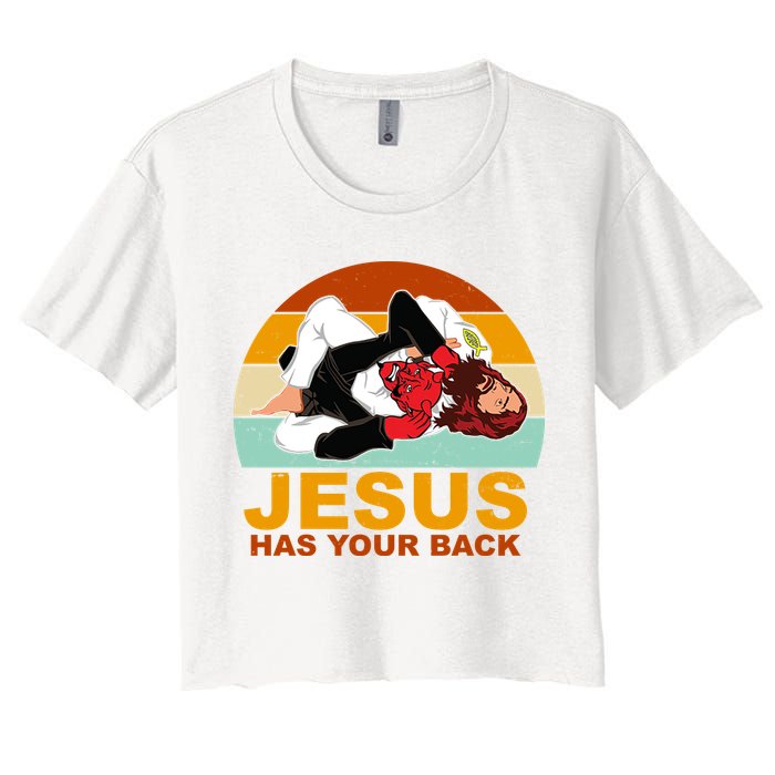 Jesus Has Your Back Fighting Devil Women's Crop Top Tee