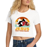 Jesus Has Your Back Fighting Devil Women's Crop Top Tee