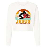 Jesus Has Your Back Fighting Devil Cropped Pullover Crew