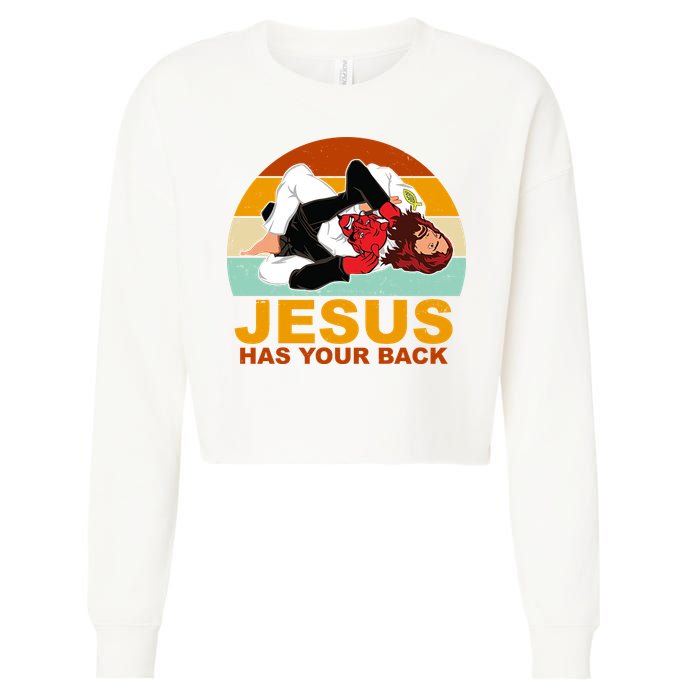 Jesus Has Your Back Fighting Devil Cropped Pullover Crew