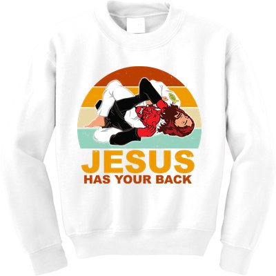 Jesus Has Your Back Fighting Devil Kids Sweatshirt